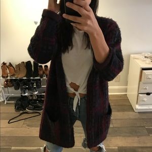 Plaid Cardigan Coat